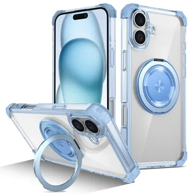 Produktbild von Für Apple iPhone 16 Plus Gold Shield Design CD Muster MagSafe Magnetische Handy Hülle Blau