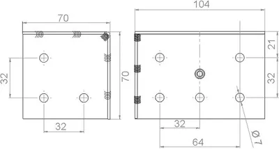 Obrázek produktu pro 4x držák lůžka úhlový konektor 90° - Černý práškový ocelový držák s otvory 70x70x104 mm