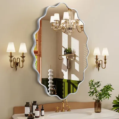 Immagine prodotto di Specchio da parete ovale, con cornice in alluminio spazzolato e vetro di sicurezza temperato, colore argento, dimensioni 75x55 cm