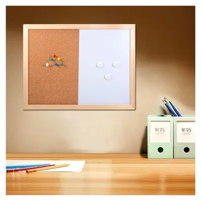 Produktbild von Wiederverwendbare Magnetische Korktafel 40 x 30 cm – Kombinierte Whiteboard- und Pinnwand für Büro und Homeoffice