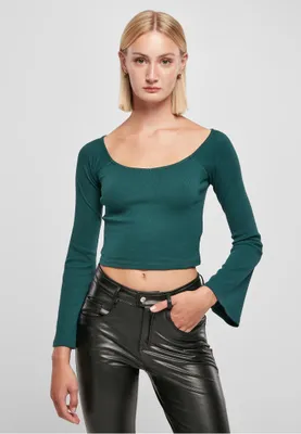 Produktbild von Urban Classics Ladies - Short Rib Wide Neck Longsleeve - L