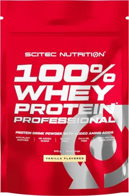 Obrázek produktu pro Scitec Nutrition 100% Whey Protein Professional 500 g vanilka / Syrovátkové whey proteiny / Chutný syrovátkový protein s přidanými aminokyselinami obohacený o trávicí enzymy