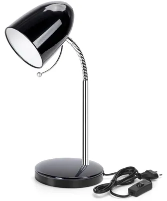 Produktbild von Aigostar schreibtischlampe kinder retro, tischlampe mit kabel, ohne glühbirne, passend für E27 modell glühbirne (Max 11 W), desk lamp mit flexibler metallarm, nachttischlampe, schwarz