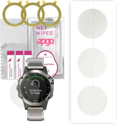 Produktbild von apgo 3 Stück Schutzfolie, Matt, kompatibel mit Garmin Quatix 5 Smartwatch, Hydrogel Displayschutzfolie mit Positionierhilfe, Displayfolie, robust und kratzfest