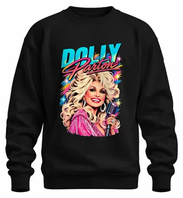 Zdjęcie produktu dla Bluza z kapturem, czarna, rozmiar L, z motywem Dolly Parton, ikony muzyki country i lat 80