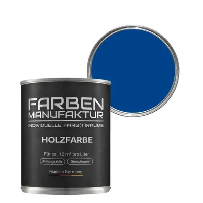 Produktbild von Farben Manufaktur Holzfarbe Wetterschutzfarbe Holzlack RAL deckend 1L - ca. RAL 5005 Signalblau