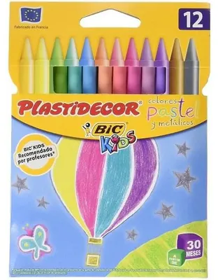 Obrázek produktu pro Sada 12 speciálních voskových pastelek pro děti plastidecor trojúhelníkového tvaru