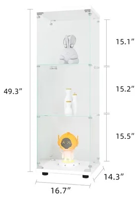 Produktbild von Glasschrank für Sammlerstücke - Vitrine - 3 Ebenen - Für das Wohnzimmer - Minimalistisch-Modern - Zur Selbstmontage - 125 × 42 × 36 cm - Weiß