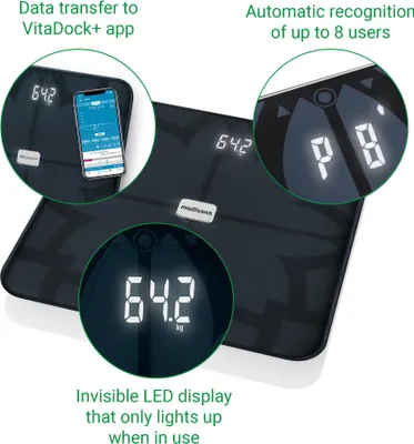 Obrázok produktu pre Medisana BS 450, Elektronická osobná váha, 180 kg, 100 g, Čierna, kg, lb, ST, Obdĺžnik