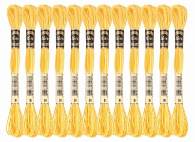 Stickgarn 12 Stränge, Polyester, 8 m, gelb, für Kreuzstich