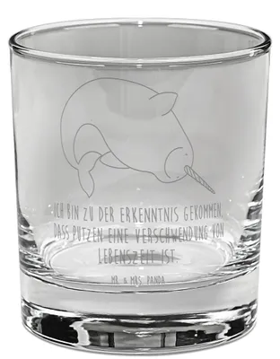 Produktbild von Mr. & Mrs. Panda Tumbler Narwal - Transparent - Geschenk, Whiskyglas, Glas, Wal, Putzen, Whiskey, Meer, Kinderzimmer, Hausfrau, Aufräumen, Whisky, Bourbon