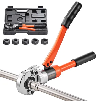 Productafbeelding van VEVOR Hydraulische persklem, V-vorm, buispers voor roestvrijstalen buizen, krimptang met bekken V12, V15, V18, V22, V28 en transportkoffer, set persgereedschap voor sanitairreparaties en -installaties