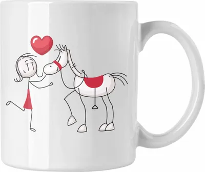 Produktbild von Trendation - Reiterin Tasse Geschenk Kaffee-Becher für Pferdeliebhaber Geschenkidee Pferde (Weiß)