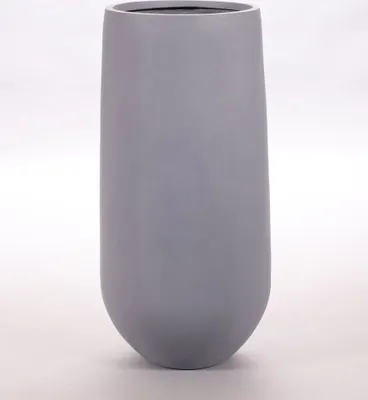 Produktbild von Elegant Einrichten Pflanzkübel Fiberglas Grau rund konisch D26xH56cm Handarbeit robust frostsicher UV-beständig