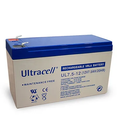 Obrázok produktu pre Olovená batéria Ultracell UL7.5-12 12 V so 7,5 Ah a 4,8 mm kontaktmi