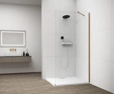 Produktbild von Polysan ESCA GOLD MATT Dusch-Glasteil, Wandmontage, Klarglas, 800 mm
