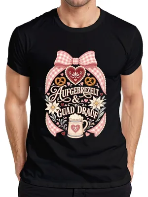 Immagine prodotto di Abbigliamento tradizionale bavarese per l'Oktoberfest: vestito tradizionale da donna (Dirndl), pantaloni in pelle da uomo, maglietta, colore nero, taglia M