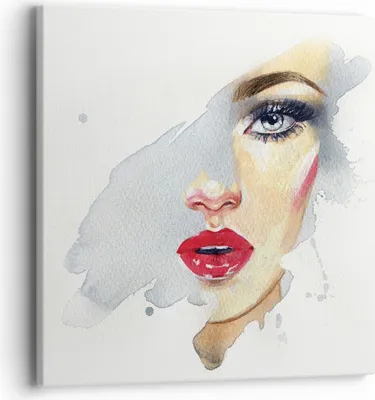 Produktbild von Bild auf Leinwand - Leinwandbild - Einteilig - Aquarell Frau Mund - 40x40cm - Wand Bild - Wanddeko - Wandbilder - Leinwanddruck - Bilder - Wanddekoration - Leinwand bilder - Wandbild - AC40x40-4891