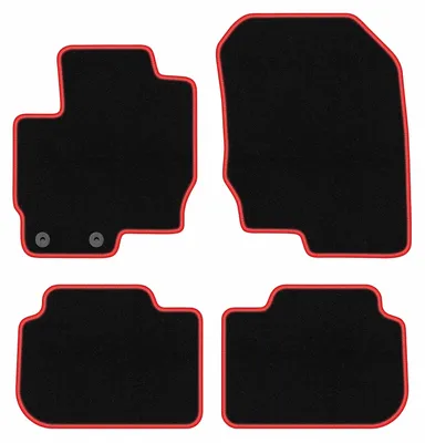 Produktbild von Fußmatten Velours Schwarz/Rot für Mitsubishi Colt VII 2008-2012 Set 4-tlg