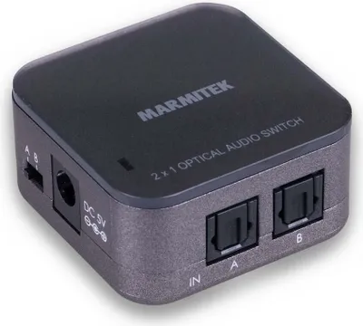 Produktbild von Toslink Audio Switch - Marmitek Connect TS21 - Audio Weiche Optical - 2 Ein / 1 Aus - S/PDIF - 192 kHz Sampling Rate - Dolby Digital - DTS - Schalter für Lichtleiterkabel