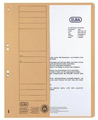 Produktbild von Elba Ösenhefter A4, 1/2 Vorderdeckel, Karton, kfm. Heftung, chamois, 50 Stück