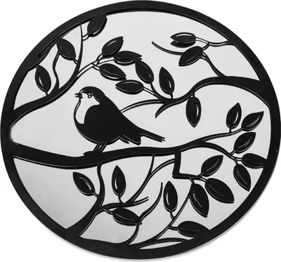 Produktbild von Wanddeko Spiegel BIRDY mit Vogel und Ranken D. 40cm Glas + Metall Formano WA