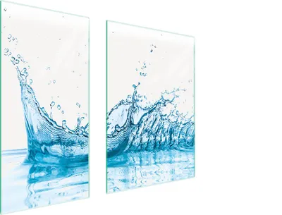 Immagine prodotto di Piastre copri fornelli 2 pezzi 75x52 Copri piano cottura in Vetroceramica tagliere in vetro acqua blu
