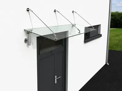 Immagine prodotto di Glaswerk Westfalen - (3STR) Pensilina in vetro trasparente 200x90 cm con supporto