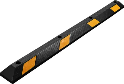 Image de Wiltec Butée de roue 183 x 15 x 10 cm – en Caoutchouc – 14,5 kg/pièce – avec Réflecteurs – Aide au stationnement Stop roues pour Parkings, Garages