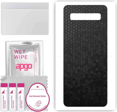 Produktbild von apgo Rückseite Schutzfolie, Skin, kompatibel mit TCL 10 SE, Hinten Displayschutzfolie aus Vinylfolie, kratzfest, einfache Montage - Schwarze Honigwabe
