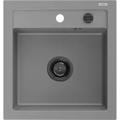 Obrázok produktu pre Mexen Vito granitový jednokomorový drez 520 x 490 mm, Šedá, Sifón Čierna - 6503521000-71-B