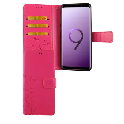 Productafbeelding van Samsung Galaxy S9+ hoesje, beschermende tas, cover, flip-case met kaarthouder, roze