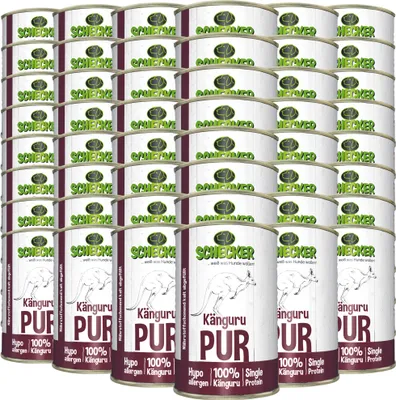 Produktbild von 48 x 410g Schecker Nassfutter - Känguru PUR - getreidefrei - hypoallergen