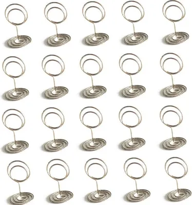 Immagine prodotto di INF Portamemo Rotondo Pavone 50mm - Set da 20, Porta Biglietti da Tavolo in Metallo D'argento