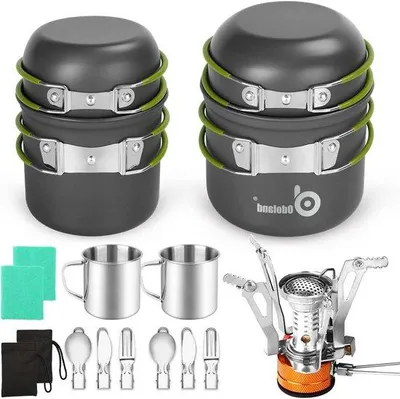 Produktbild von Famanu Camping Kochgeschirr Set 16-teilig - Aluminium, leicht und kompakt