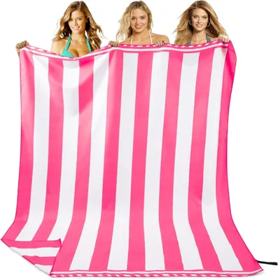 Zdjęcie produktu dla Ręcznik plażowy 200 x 145 cm, szybkoschnący, mikrofibra, różowy czerwony, na plażę