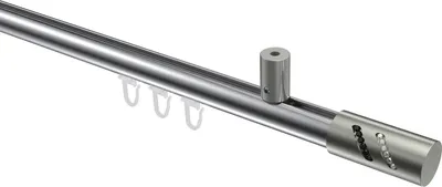 Produktbild von Interdeco Innenlaufstange / Gardinenstange mit Innenlauf Chrom / Edelstahl-Optik, Typ Sonius Zoena (Glitzerzylinder) Deckenmontage, 20 mm Ø 1-läufig, 120 cm