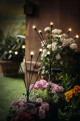 Image de 2x fiches solaires "Luciole" avec 12 LED, fiche décorative, fiche de jardin, décoration lumineuse, décoration de jardin pour l'extérieur
