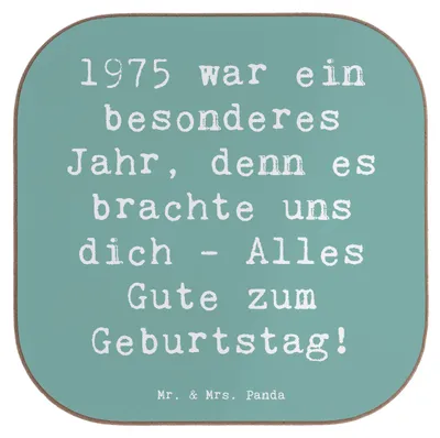 Produktbild von Mr. & Mrs. Panda Untersetzer für Gläser Spruch 1975 Geburtstag - Meeresbrise - Geschenk, gläseruntersetzer, besondere Geburtstagsgeschenke, party, Erinnerungen, Alter