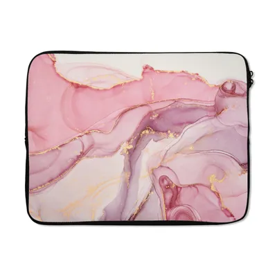 Produktbild von MuchoWow® Laptop Hülle 15 Zoll Gold - Marmor - Rosa Laptoptasche - Laptoptasche - Sleeve - Rundum-Schutz