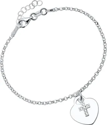Produktbild von 925er Silber Armband Herz Kreuz Zirkonia