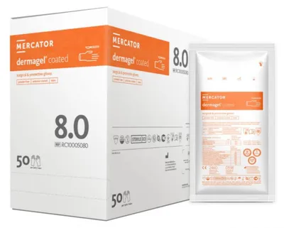 Produktbild von Chirurgische Handschuhe Mercator Dermagel Coated Latex Steril Größe 8 50 Paar