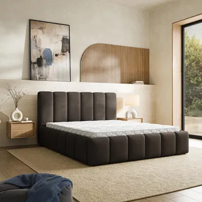 Produktbild von Masseno Polsterbett RANIS 200x200 cm, Polsterbett mit Bettkästen -Braun, MAGIC VELVET 2205