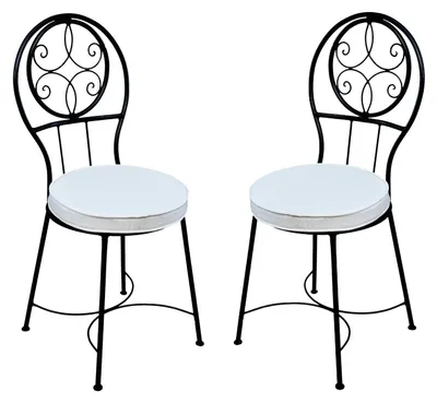 Immagine prodotto di set di 2 sedie da giardino mediterranee in metallo nero Terrassa ø 40 cm | sedia da balcone | sedia in ferro come sedia da bistrot | decorazione mediterranea in giardino, terrazza o balcone