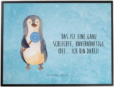 Produktbild von Mr. & Mrs. Panda schreibtischunterlage Pinguin Lolli - Eisblau - Geschenk, Pinguine, Unterlage Schreibtisch, Unvernünftig, malunterlagen, Spruch, schreibtischunterlagen