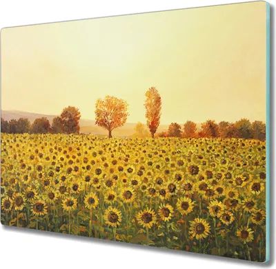 Produktbild von Coloray Herdabdeckplatte 60x52 cm Schneidebrett Kochplattenabdeckung Küchenbrett Hackbrett - Blumen Sonnenblumen Baum