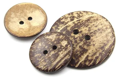 20 Kokosnussknöpfe, 12 mm, 2-Loch, rund, naturbraun