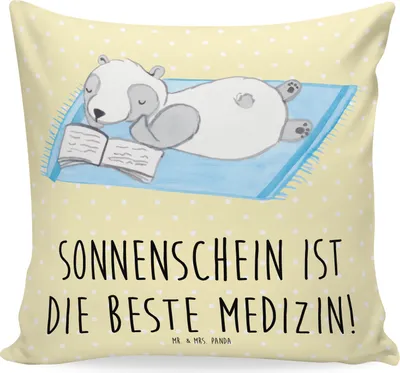 Produktbild von Mr. & Mrs. Panda zier kissen Sommer Sonnenschein - Gelb Pastell - Geschenk, Sommerferien, Kuscheln, 40x40, Dekokissen Sofa, Farben, Strand, Designs, couch, Sommergefühle