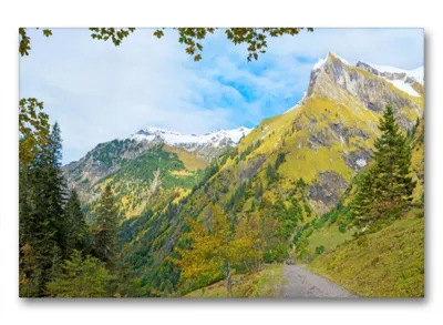 Produktbild von Premium Textil-Leinwand 90x60cm quer Premium Textil-Leinwand 90 cm x 60 cm quer Wanderweg im malerischen Oytal | Wandbild, HD-Bild auf Keilrahmen, Fertigbild auf hochwertigem Vlies, Leinwanddruck von None SusaZoom