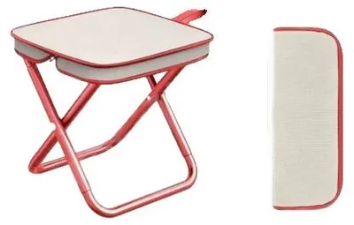 Image de Chaise portable, structure en acier au carbone, design compact, couleur kaki-rouge